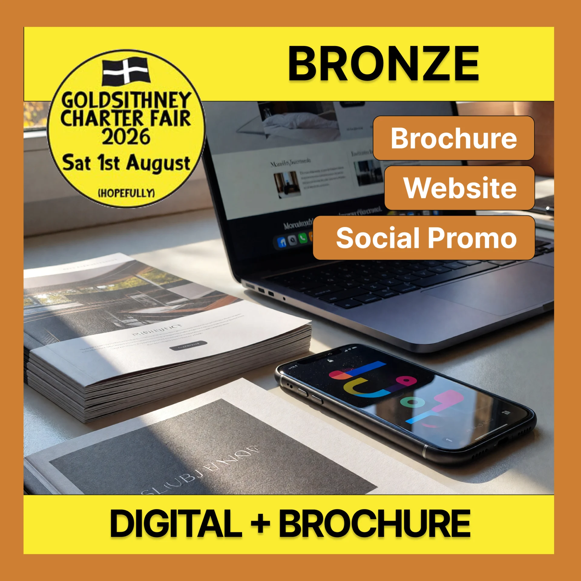 Bronze advertising package for Goldsithney Charter Fair 2026 – website listing and brochure advert