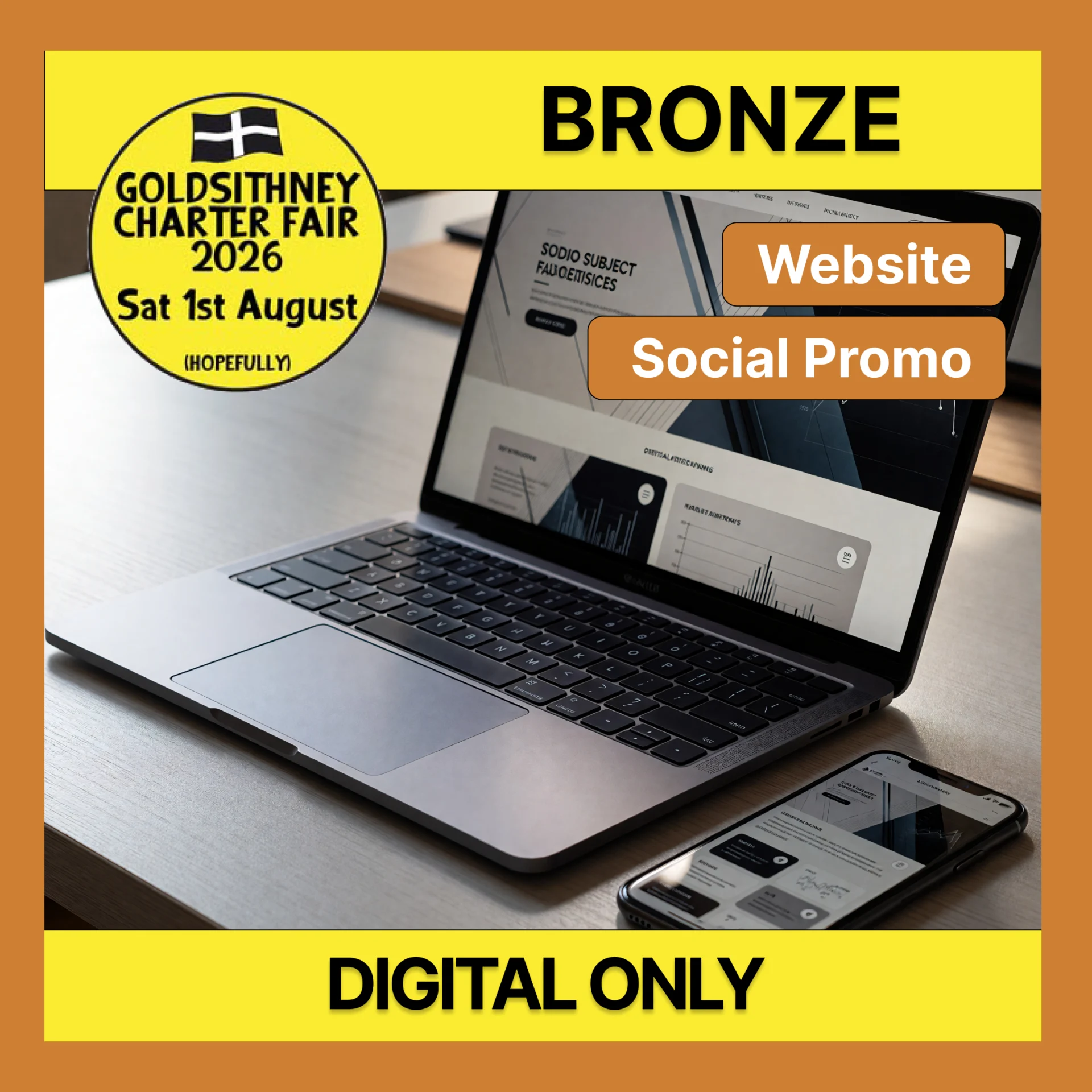 Bronze digital-only advertising package for Goldsithney Charter Fair 2026 – website listing and backlink