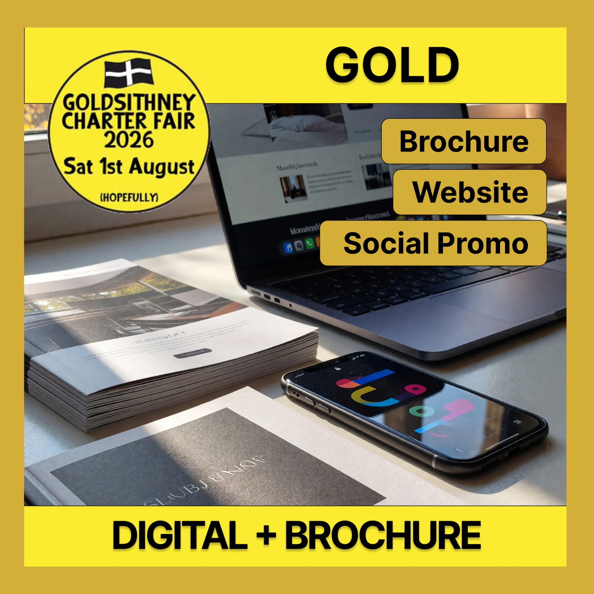 Gold advertising package for Goldsithney Charter Fair 2026 – digital listing and brochure advert