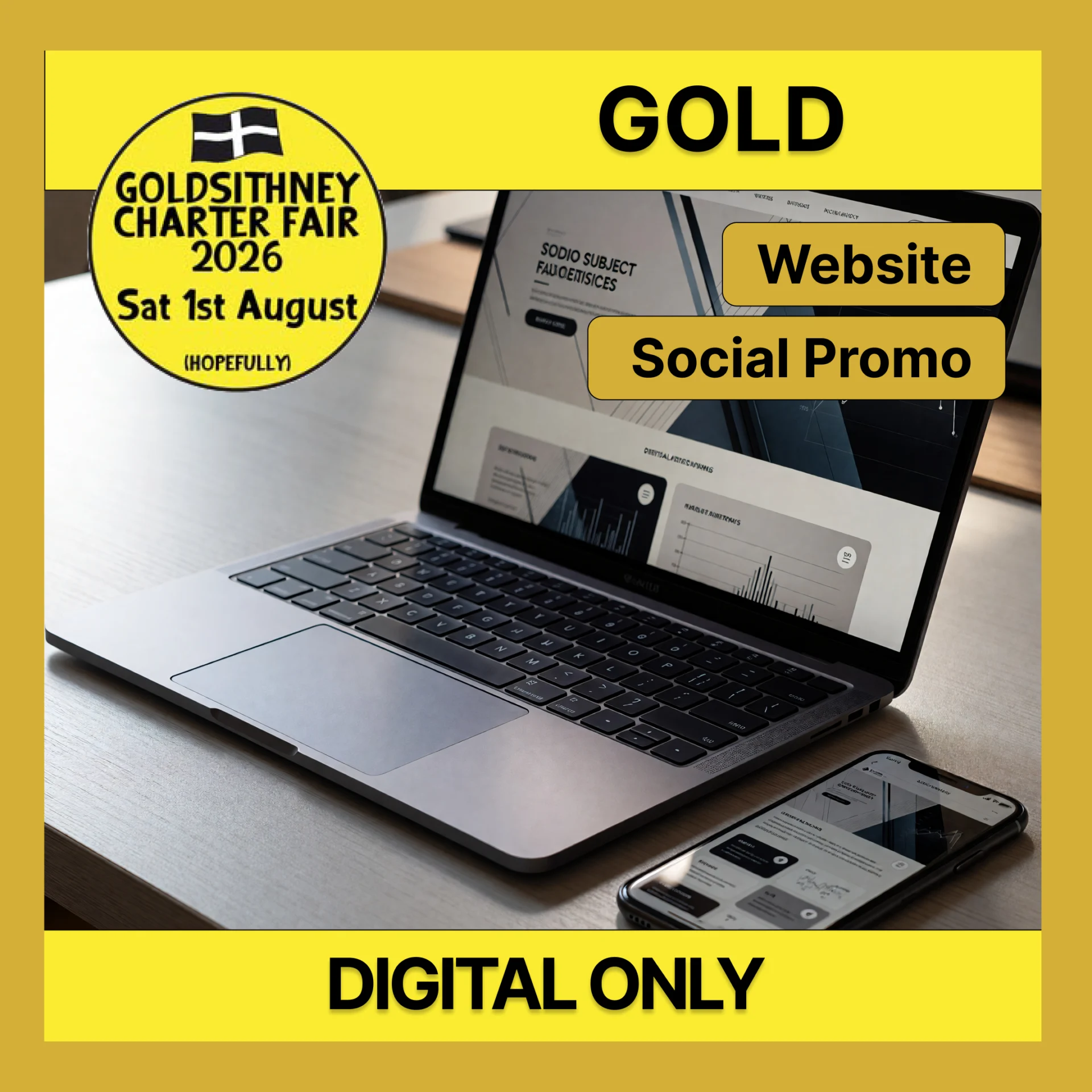 Gold digital-only advertising package for Goldsithney Charter Fair 2026 – website feature and social promotion