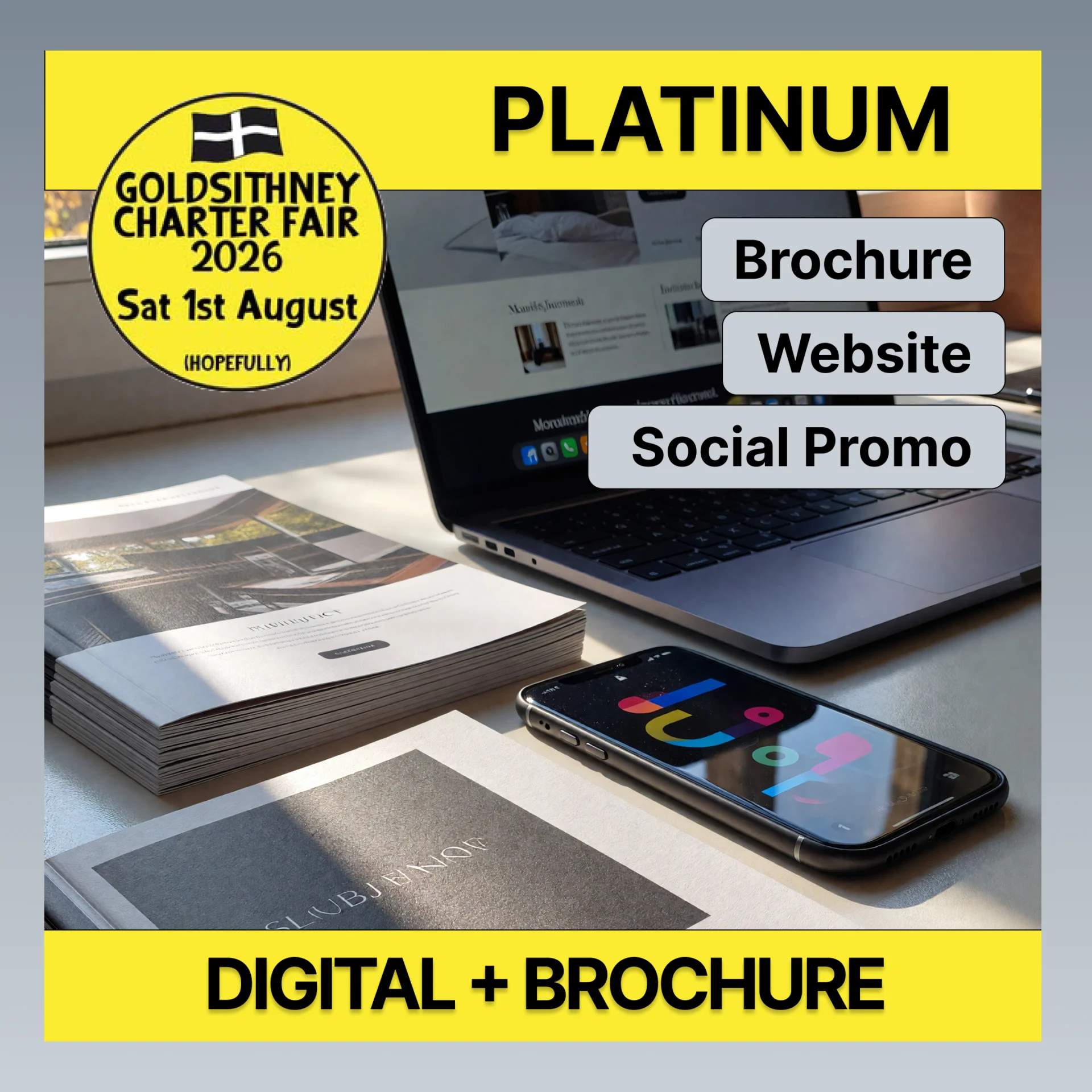 Platinum advertising package for Goldsithney Charter Fair 2026 – digital listing and brochure advert