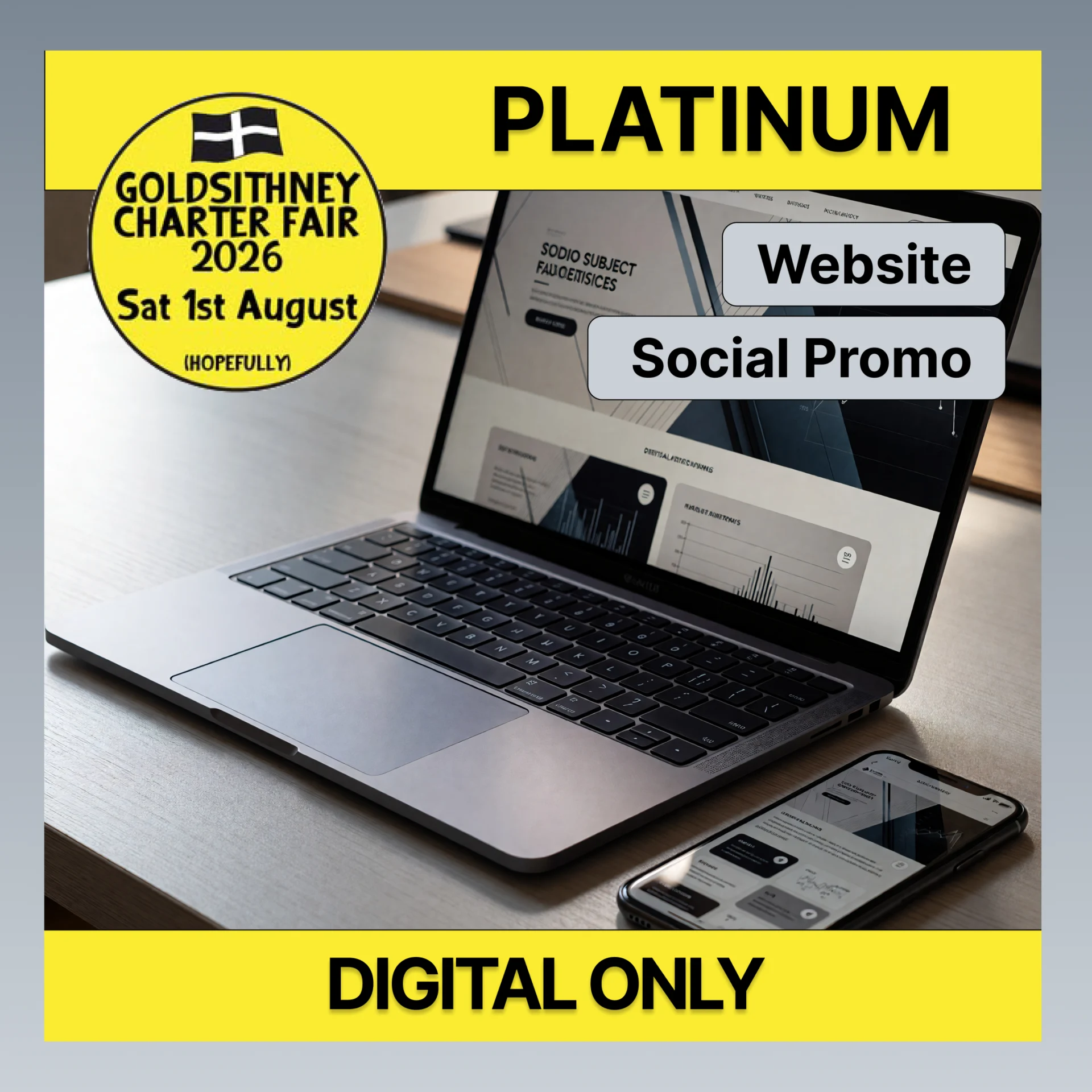 Platinum digital-only advertising package for Goldsithney Charter Fair 2026 – website feature and social promotions
