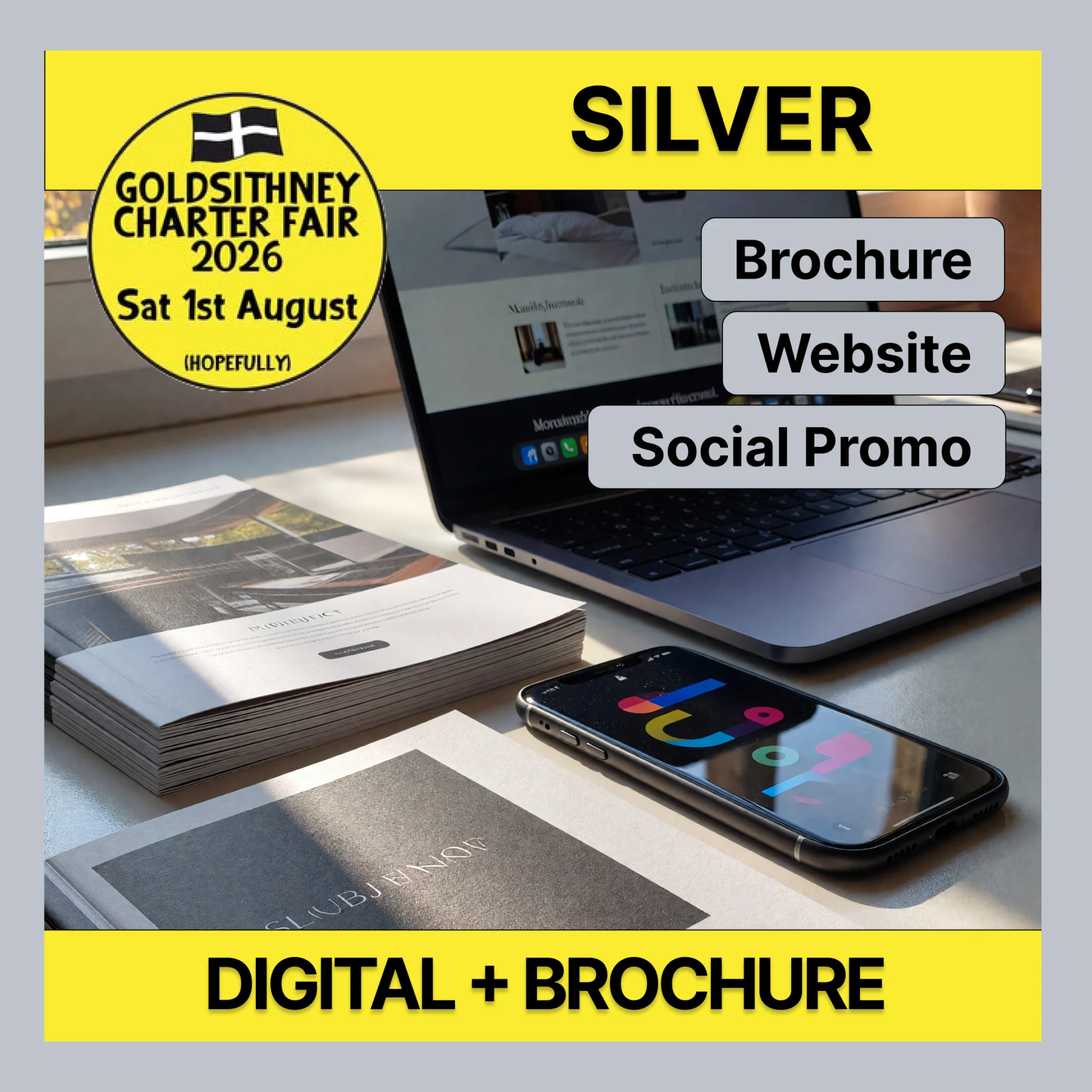 Silver advertising package for Goldsithney Charter Fair 2026 – website listing and brochure advert
