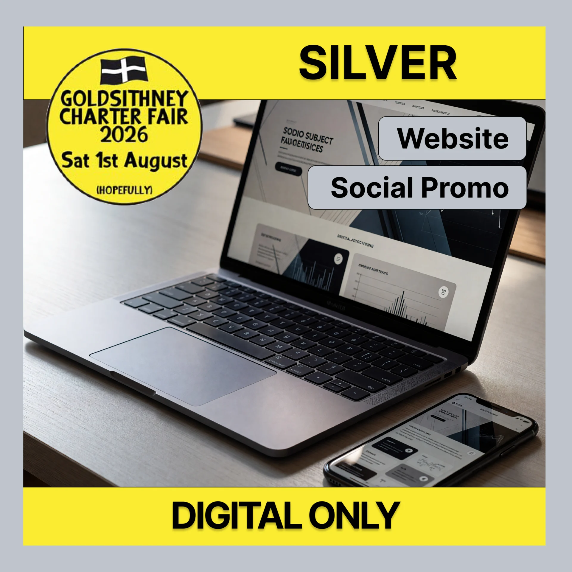 Silver digital-only advertising package for Goldsithney Charter Fair 2026 – website listing and thank-you post